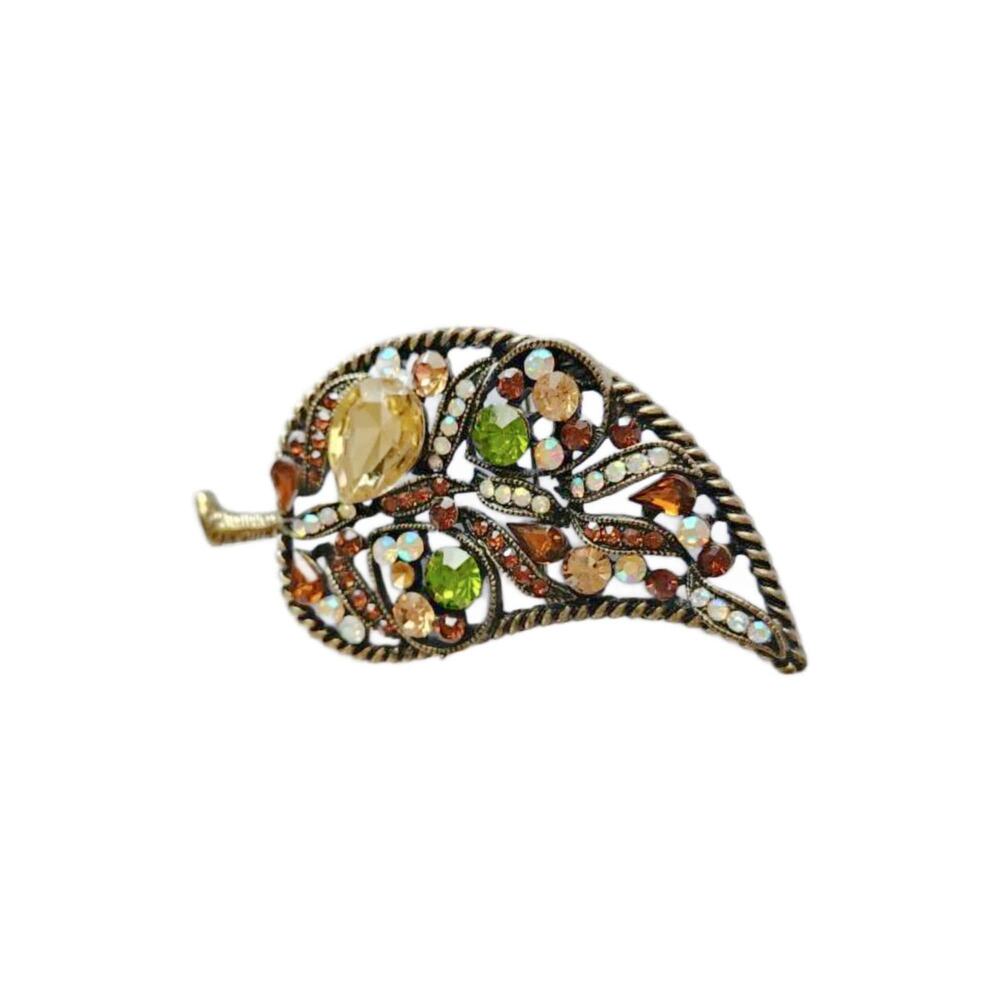 Vintage Topaz Crystal Aurora Borealis Brooch, Austrian Crystal Brooch